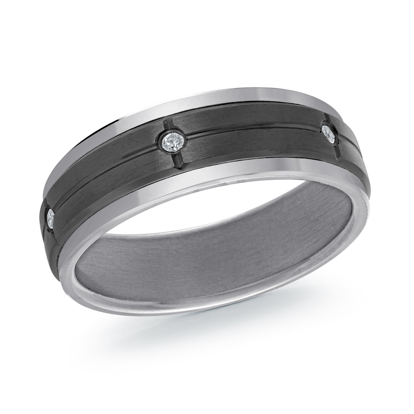 7mm Grey Satin Tantalum Band 0.15 CTW SI2