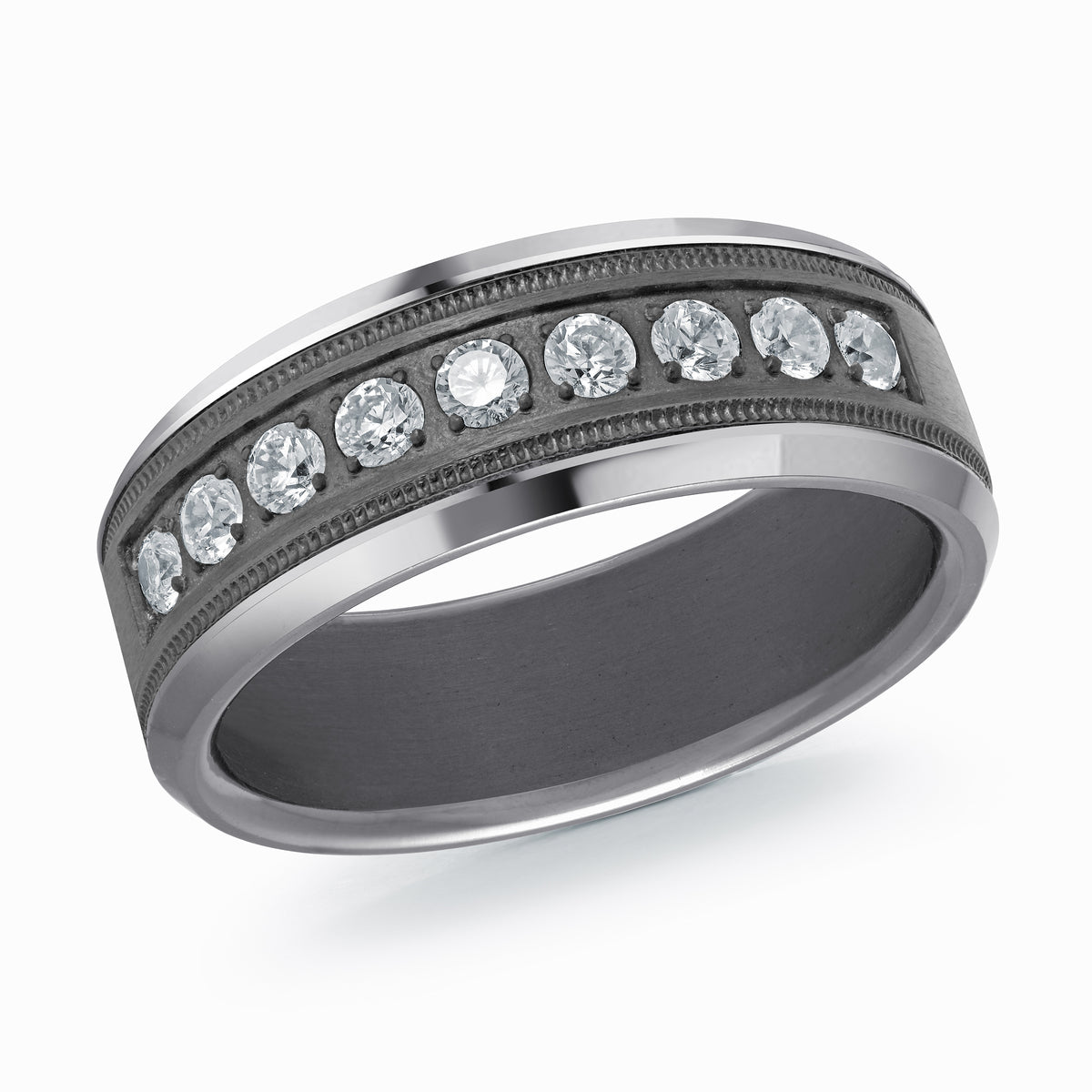 8mm Grey Satin Tantalum Band 0.45 CTW Lab VS