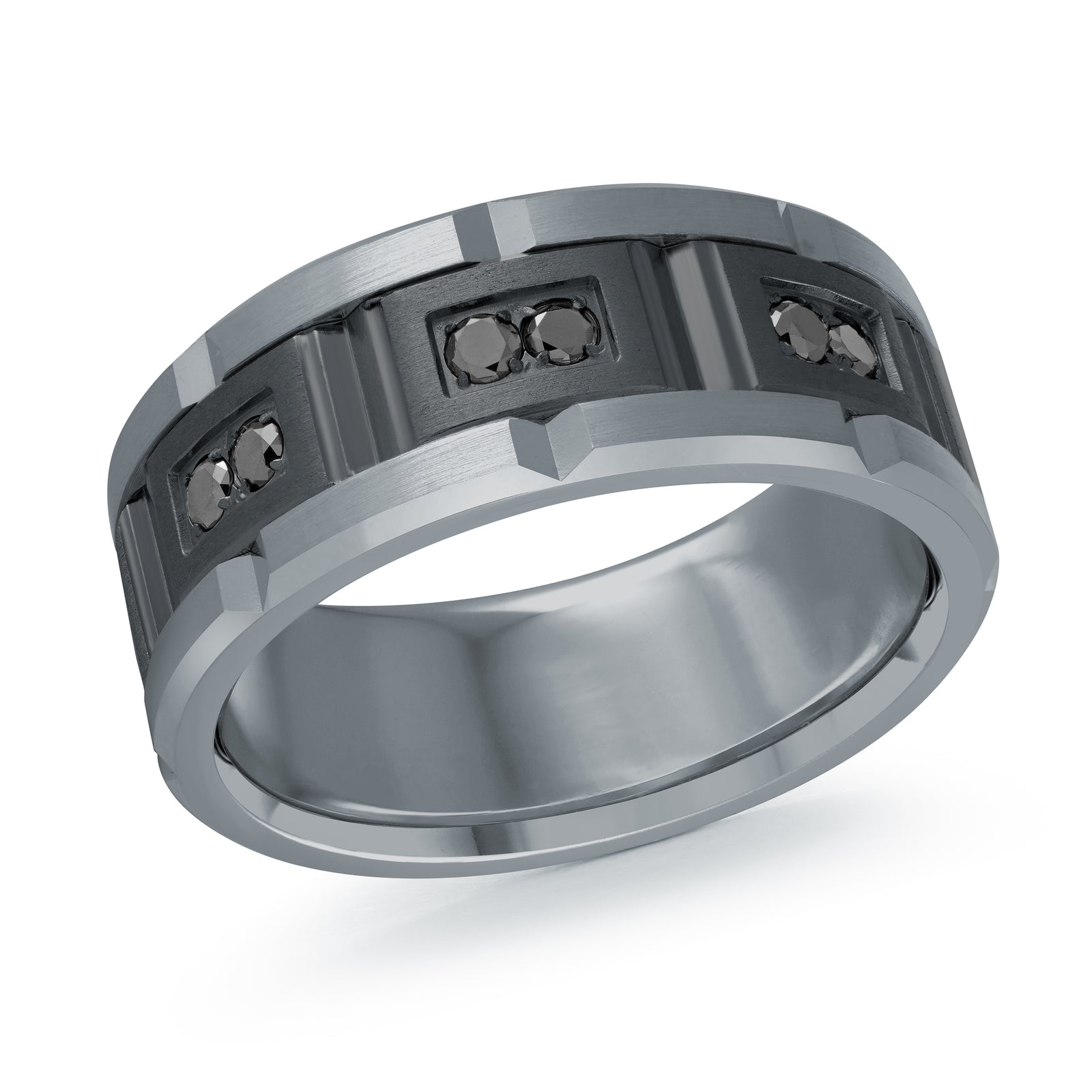 9mm Grey / Black Satin Tantalum Band 0.21 CTW Lab VS