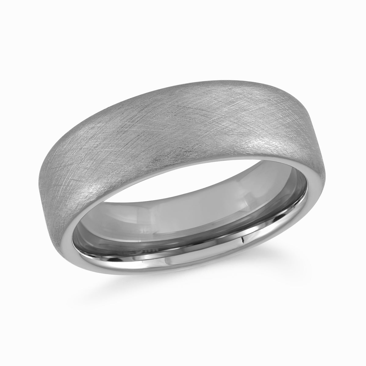 7mm White Scratch Tungsten Band