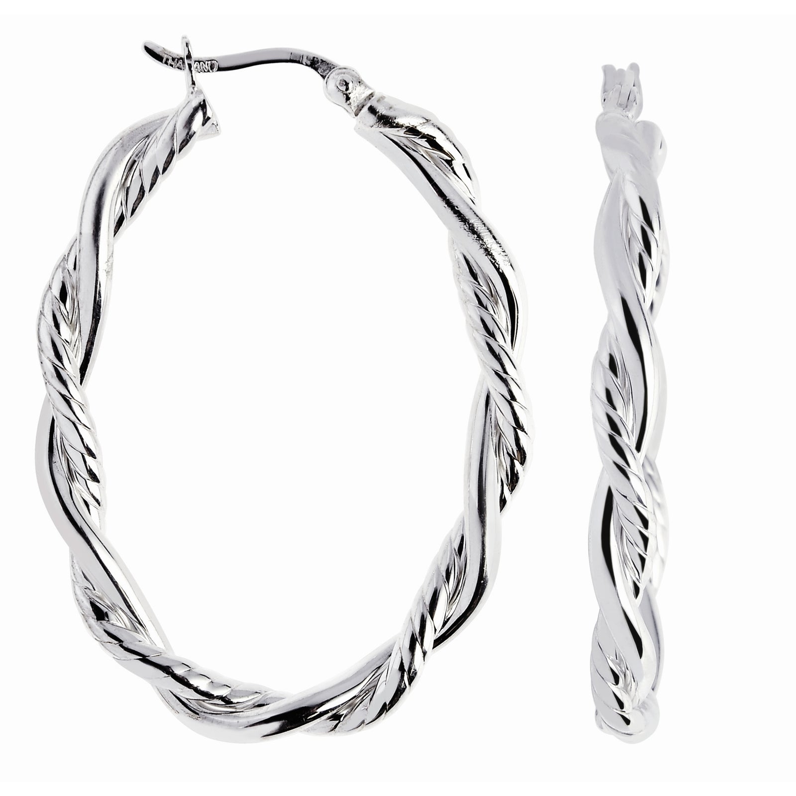 Silver Diamond Cut Twist Earring