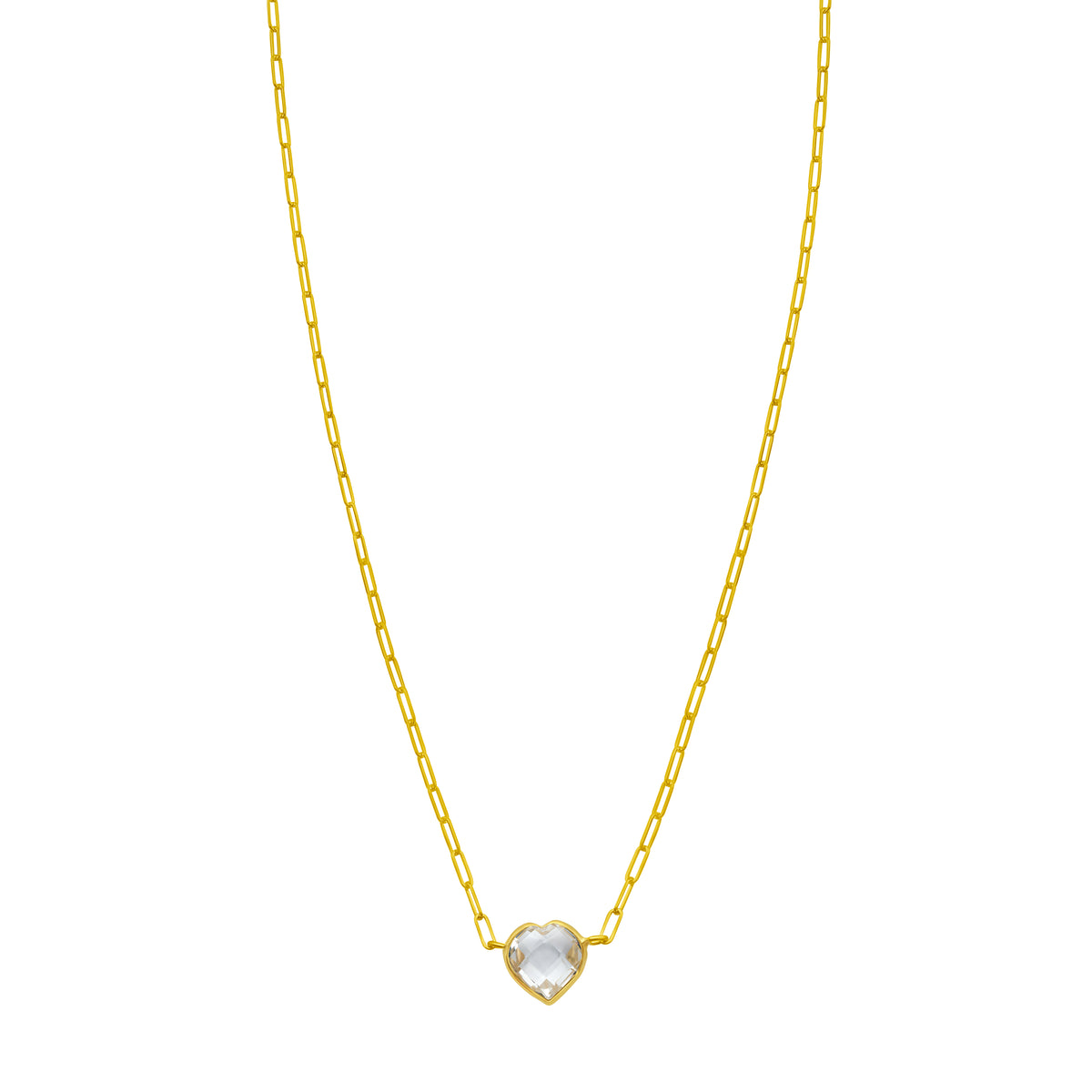 14K White Topaz Heart Necklace