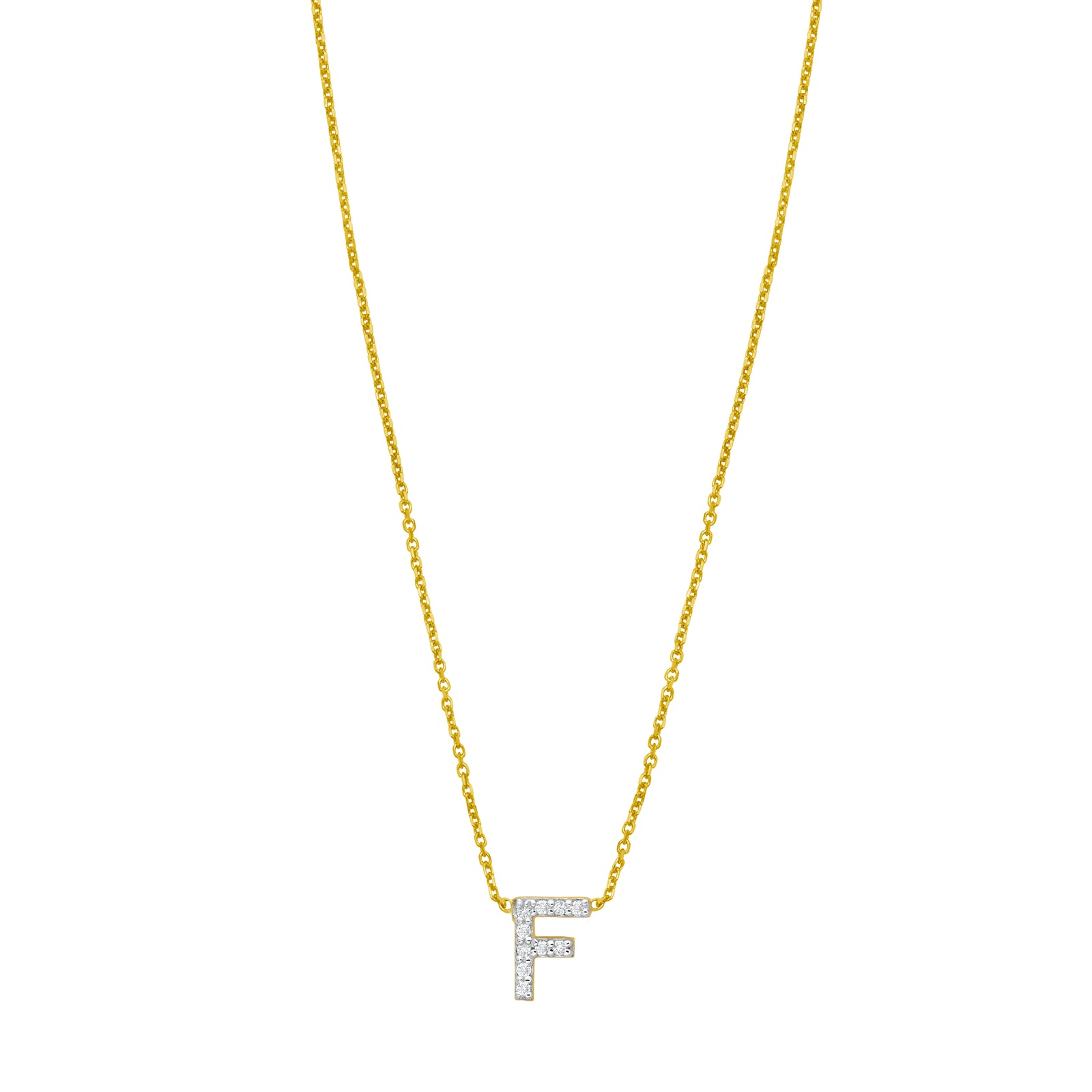 14K Mini Diamond F Initial