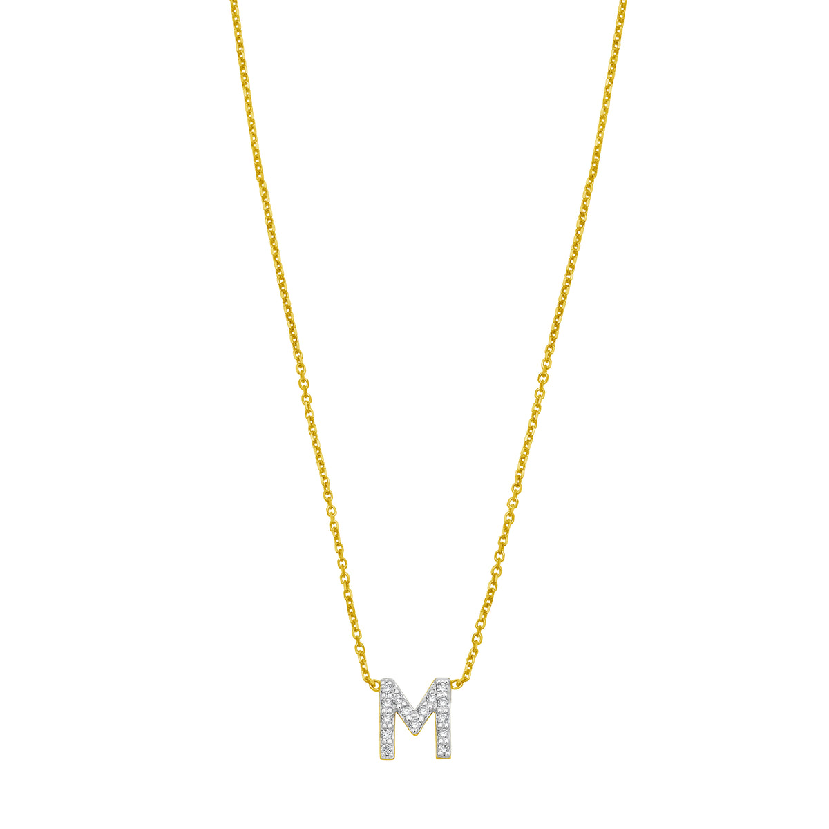 14K Mini Diamond M Initial