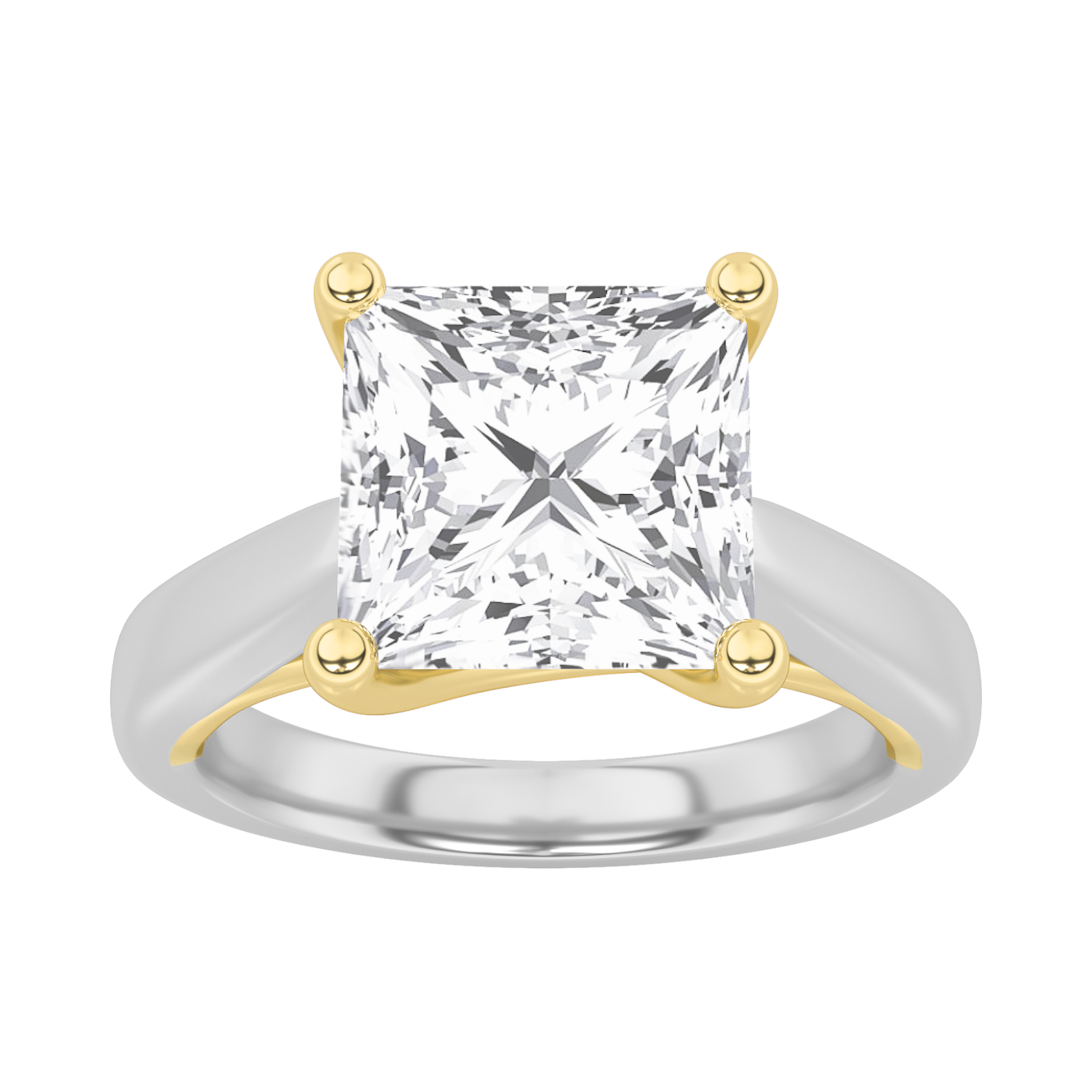 14K WY 3ct Lab Diamond Solitaire Engagement Ring