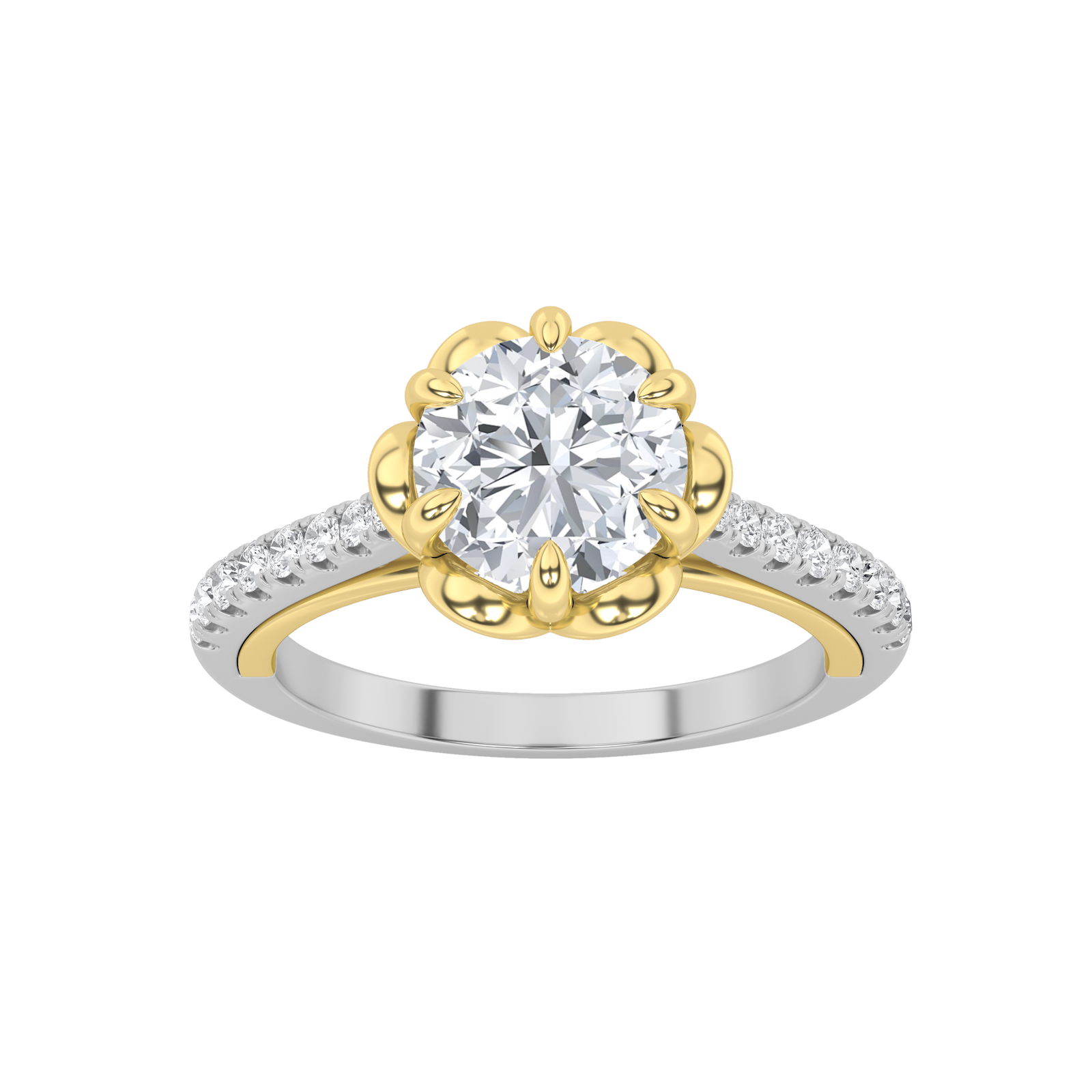 14K White Gold 2ct Lab Diamond Emerald Halo Ring