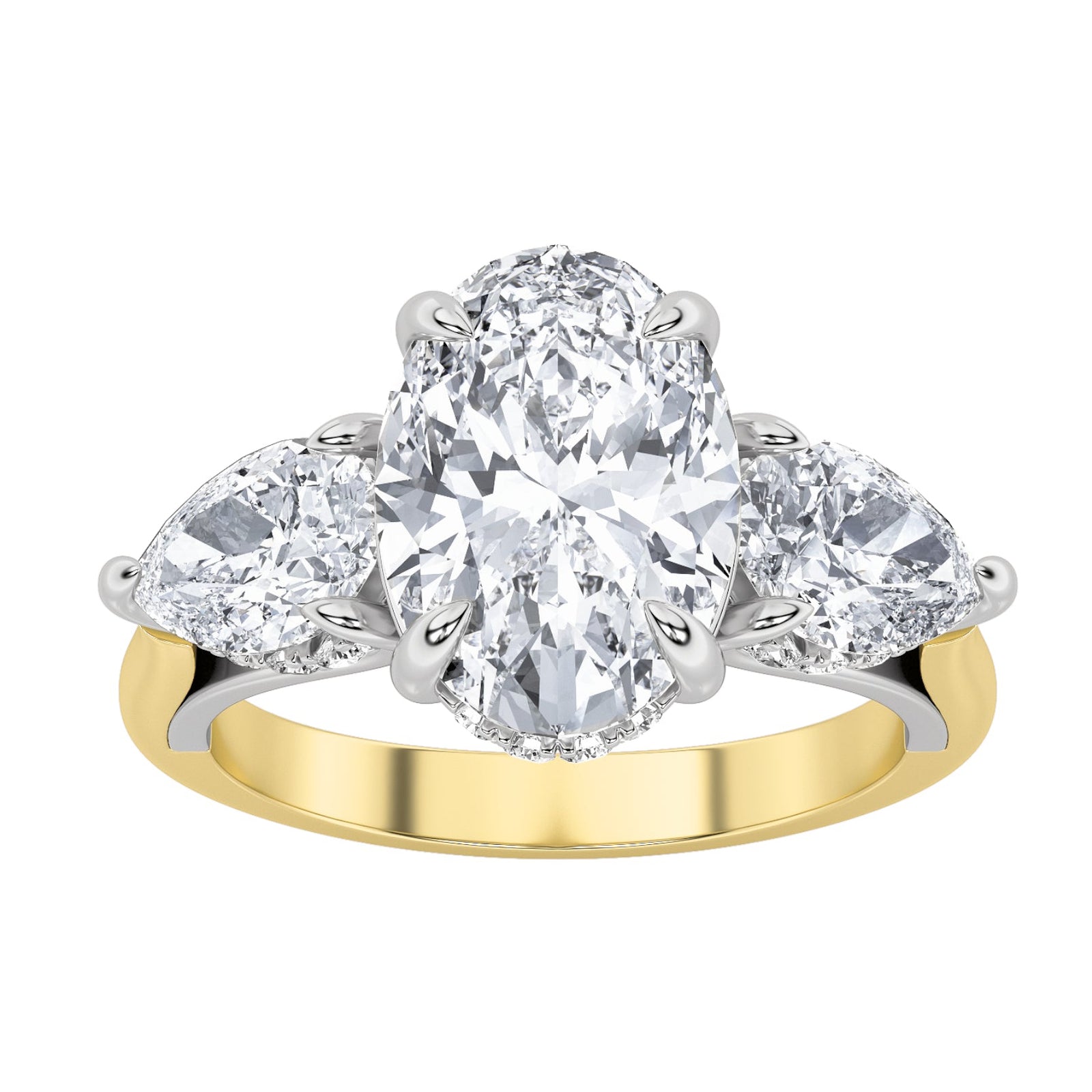 14K White Gold 4ct Lab Diamond Oval Engagement Ring