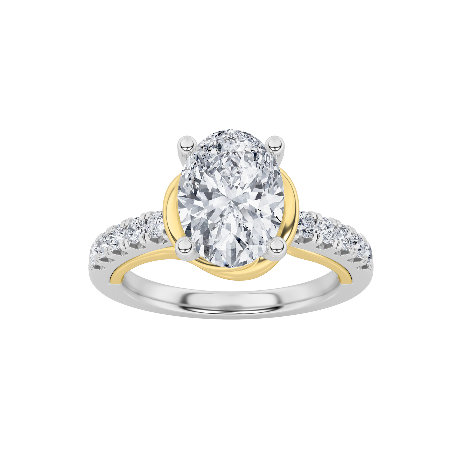 14K WY 4.50ct Lab Diamond Oval Solitaire Ring
