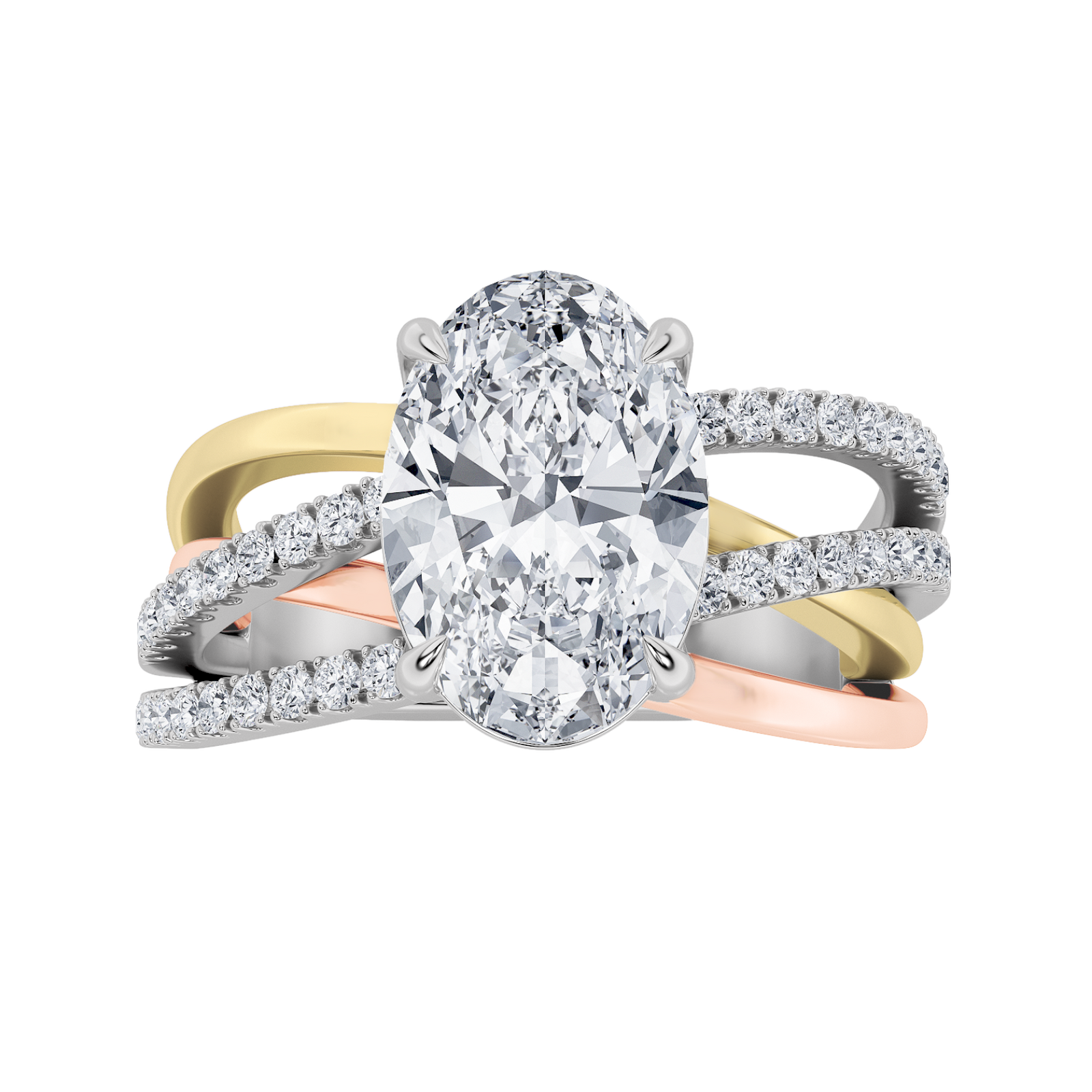14K Rose Gold Lab Diamond Oval Solitaire Ring 3ct