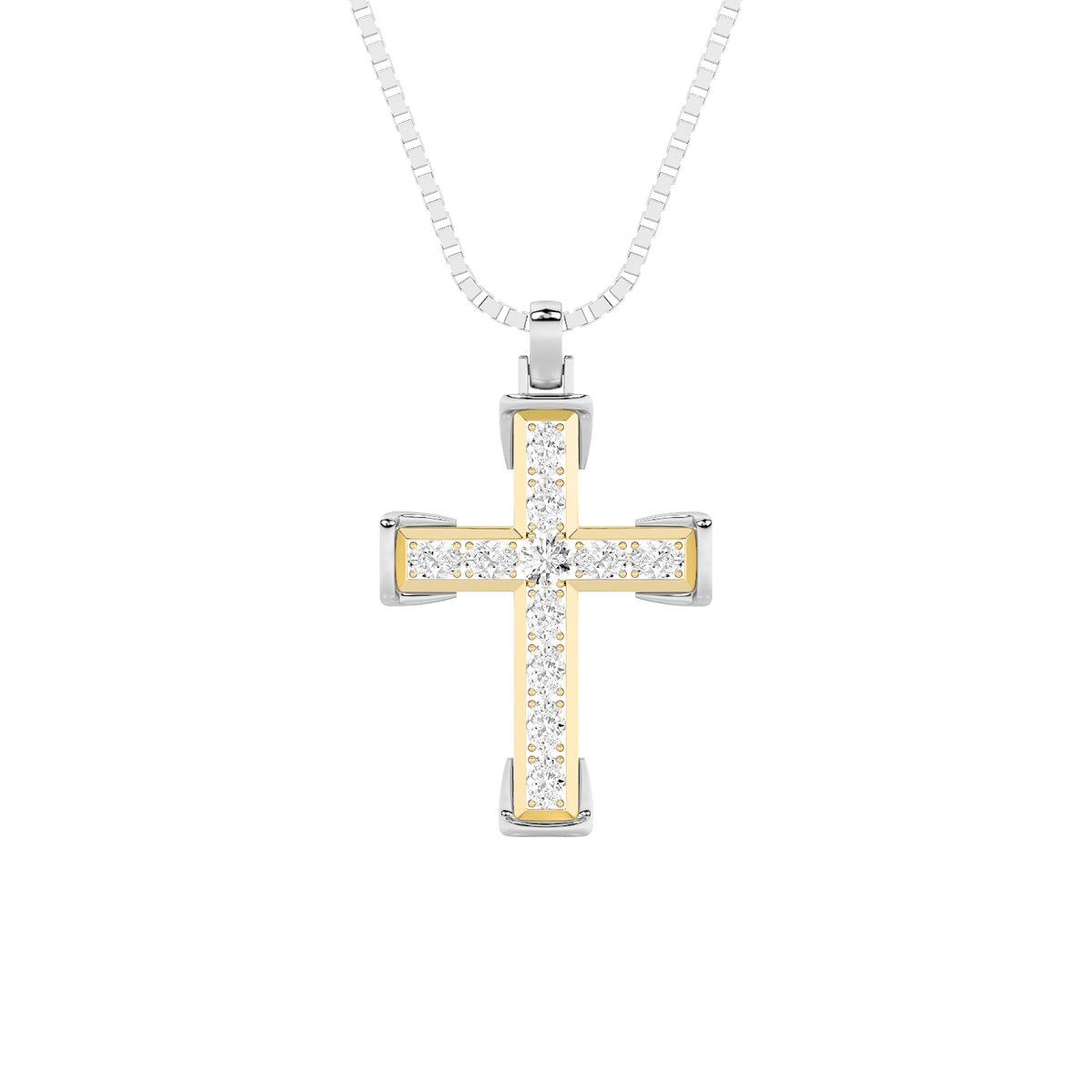 14K White Gold Lab Diamond Religious Pendant 3ct
