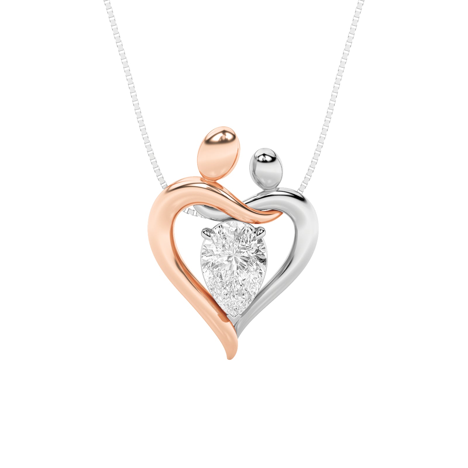 14K Two-Tone White/Rose Gold 1.5ct Lab Diamond PS Pendant