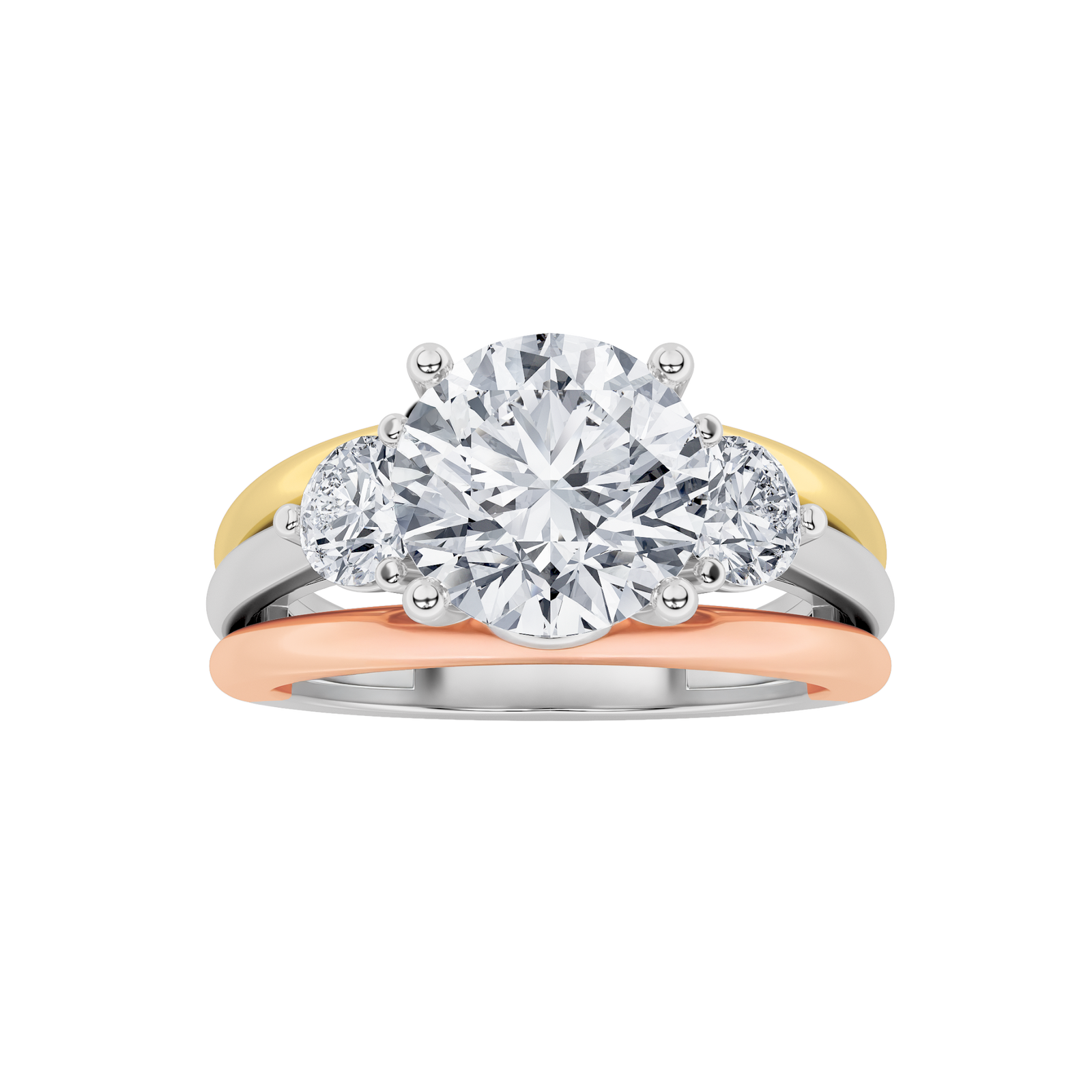 14K Rose Gold 2.5ctw Lab Diamond 3-Stone Engagement Ring