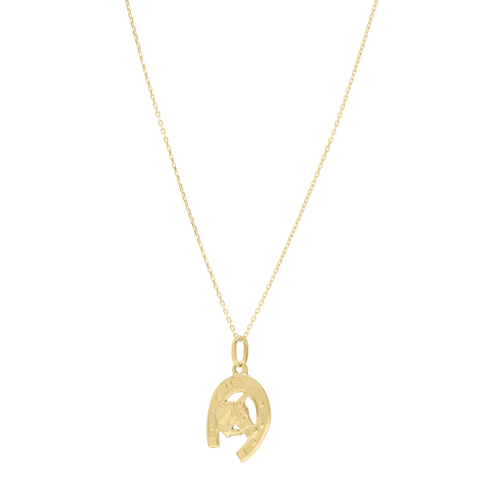 14K Horse & Horseshoe Pendant