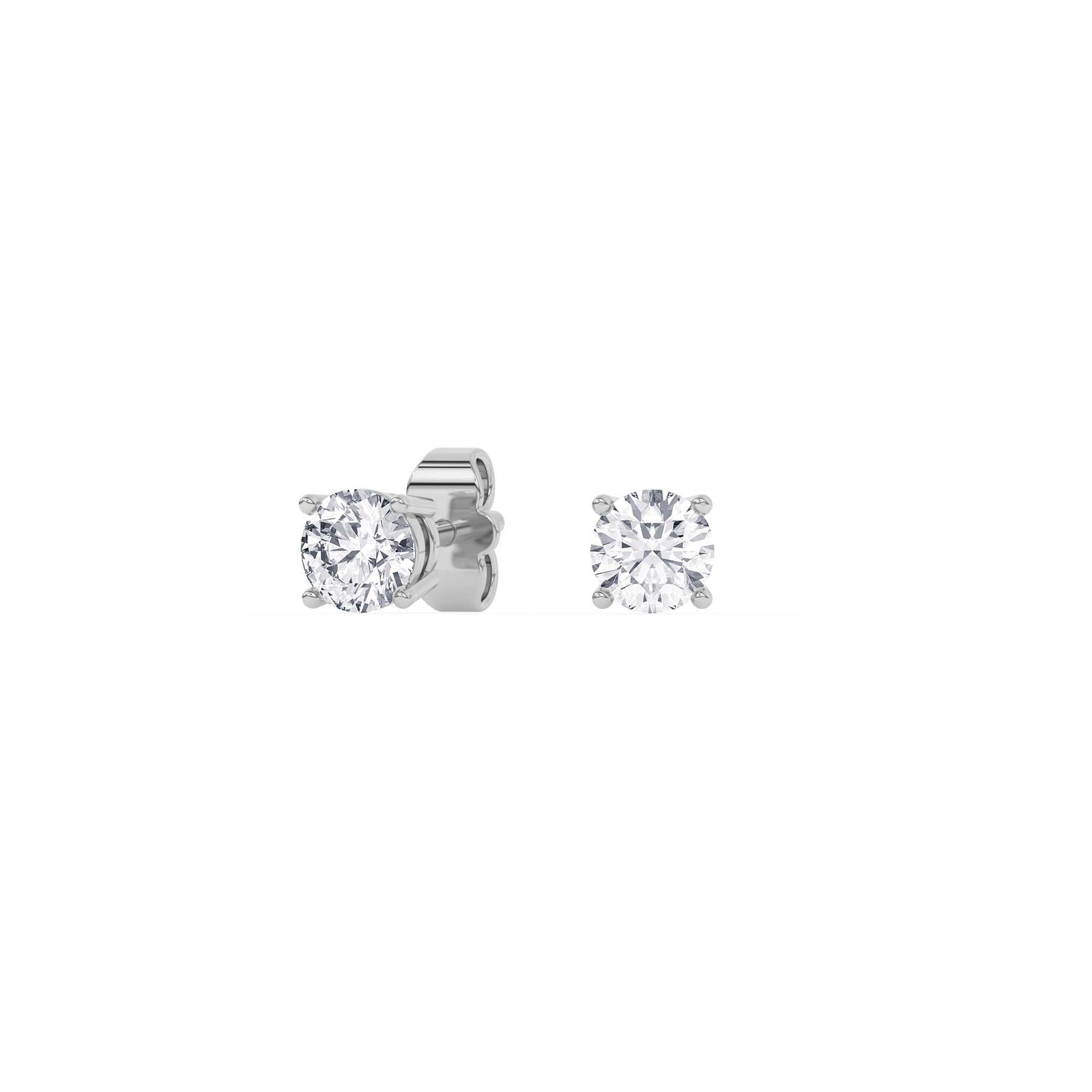 Four Prong Round Lab Diamond Stud Earrings